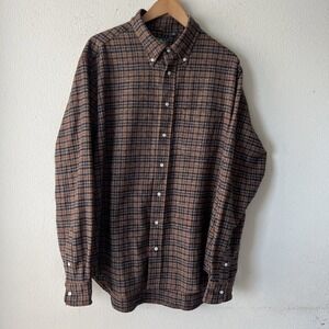 Gitman Vintage Bros. Brown Double Sided Brushed Melange Shirt XL Made In USA